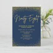Elegante Luxe Navy Gold Glitter 98e verjaardag Kaart (Staand voorkant)
