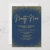 Elegante Luxe Navy Gold Glitter 99e verjaardag Kaart (Voorkant)