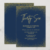Elegante luxe navy goud glitters 36e verjaardag kaart (Voorkant / Achterkant)
