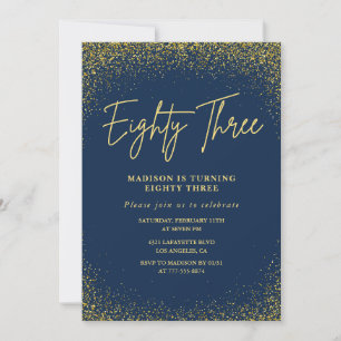 Elegante luxe navy goud glitters 83ste verjaardag kaart