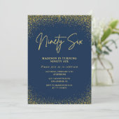 Elegante luxe navy goud glitters 96e verjaardag kaart (Staand voorkant)