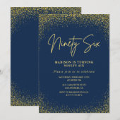 Elegante luxe navy goud glitters 96e verjaardag kaart (Voorkant / Achterkant)