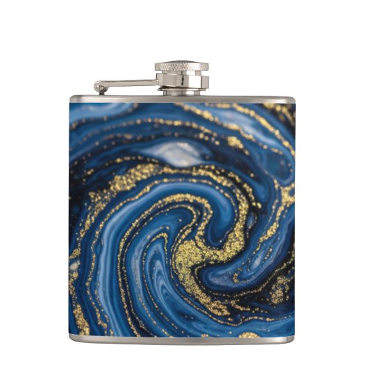 Elegante Luxe Nep Glitter Abstract Marmer Heupfles (Voorkant)