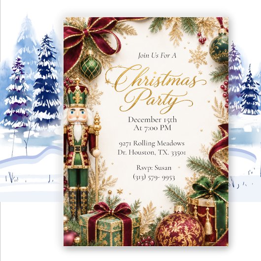 Elegante Luxe Notenkraker Kerstfeest Kaart