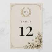 Elegante luxe oude geld bruiloft tafel nummerkaart menu (Voorkant)