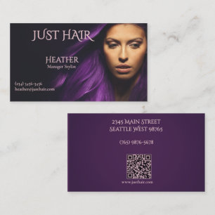 Elegante Luxe Paarse Kapsalon Foto Visitekaartje