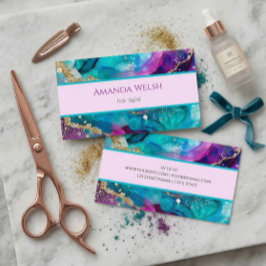 Elegante luxe paarse roze blauwgroen gouden glitte visitekaartje