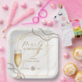 Elegante luxe parels en Prosecco Bruidsfeest Papieren Bordje (Feest)