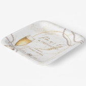 Elegante luxe parels en Prosecco Bruidsfeest Papieren Bordje (Gebogen)