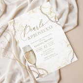 Elegante Luxe Parels en Prosecco Verjaardag Kaart