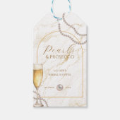 Elegante luxe parels en Prosecco Vrijgezellenfeest Cadeaulabel (Voorkant)