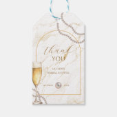 Elegante luxe parels en Prosecco Vrijgezellenfeest Cadeaulabel (Voorkant)