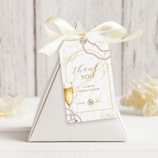 Elegante luxe parels en Prosecco Vrijgezellenfeest Cadeaulabel