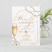Elegante luxe parels en Prosecco Vrijgezellenfeest Kaart (Staand voorkant)