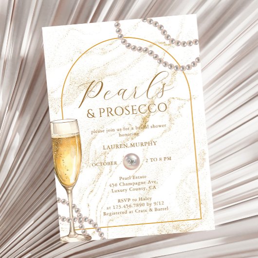 Elegante luxe parels en Prosecco Vrijgezellenfeest Kaart