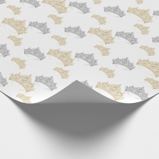 Elegante luxe Prinses Goud Zilveren Kroon Cadeaupapier (Hoek)