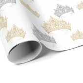 Elegante luxe Prinses Goud Zilveren Kroon Cadeaupapier (Rol Hoek)