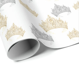 Elegante luxe Prinses Goud Zilveren Kroon Cadeaupapier