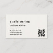 Elegante luxe QR-code minimalistisch monogram Visitekaartje (Achterkant)