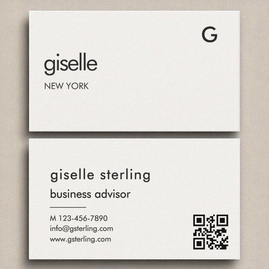 Elegante luxe QR-code minimalistisch monogram Visitekaartje
