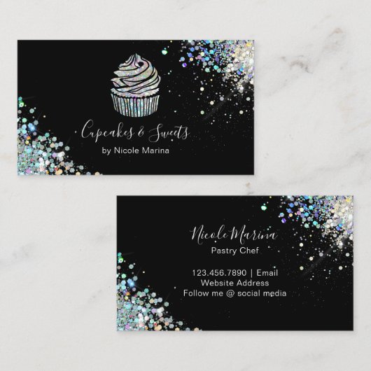 Elegante luxe regenboog cupcake bakkerij banketbak visitekaartje (Voorkant / Achterkant)