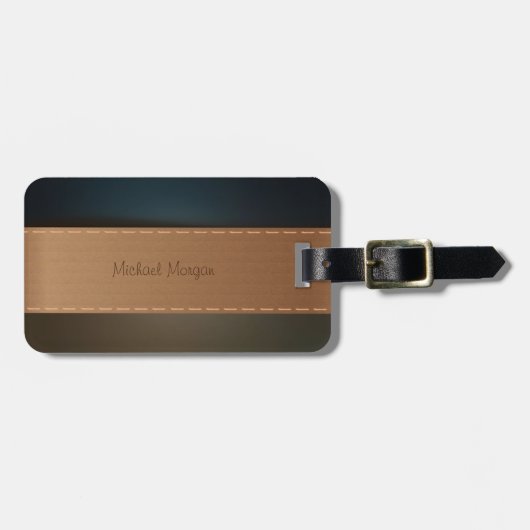Elegante luxe, retro, gestreept bagagelabel (Voorkant horizontaal)