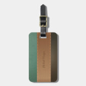 Elegante luxe, Retro, Gestreepte, Leerlook Bagagelabel (Voorkant verticaal)