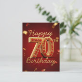 Elegante luxe rood en goud 70e verjaardag briefkaart (Staand voorkant)