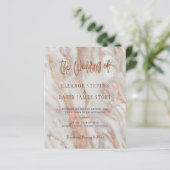 Elegante luxe roze gouden marmeren trouwuitnodigin (Staand voorkant)