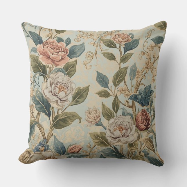Elegante Luxe Rozen Patroon Kussen (Voorkant)