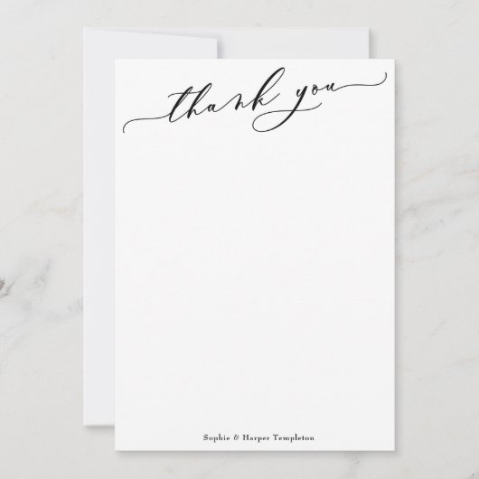 Elegante Luxe Script Eenvoudig Zwart & Wit Bedankkaart (Voorkant)