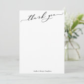 Elegante Luxe Script Eenvoudig Zwart & Wit Bedankkaart (Staand voorkant)