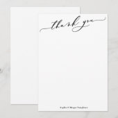 Elegante Luxe Script Eenvoudig Zwart & Wit Bedankkaart (Voorkant / Achterkant)