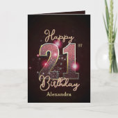 Elegante luxe Sparkly Midnight Glow 21e verjaardag Kaart (Voorkant)