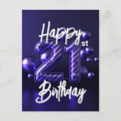 Elegante luxe sprankelende Paarse 21e verjaardag Briefkaart (Voorkant)