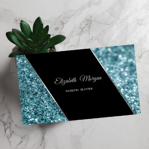 Elegante luxe stijlvolle blauwe glitter bokeh visitekaartje