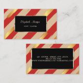 Elegante luxe stijlvolle, gestreepte, rode, zwarte visitekaartje (Voorkant / Achterkant)