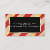 Elegante luxe stijlvolle, gestreepte, rode, zwarte visitekaartje (Achterkant)