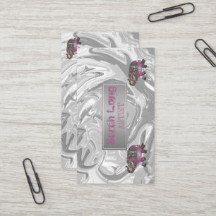 Elegante Luxe Sweet Silver Marble witte olifant Visitekaartje