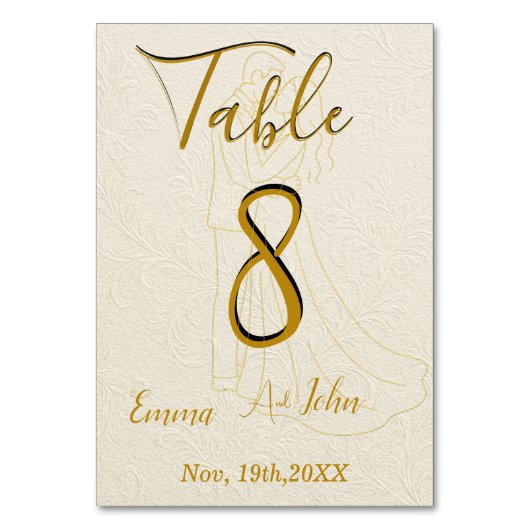 Elegante Luxe Tafel Kaart voor Trouwreceptie (Achterkant)