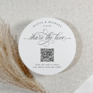 Elegante luxe trouwfoto's delen QR-code Ronde Kartonnen Onderzetter