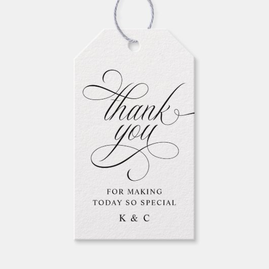 Elegante luxe trouwtrofee-tag 'dank je wel' cadeaulabel (Voorkant)