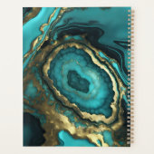 Elegante luxe turkoois agaat & gouden geode marmer planner (Achterkant)