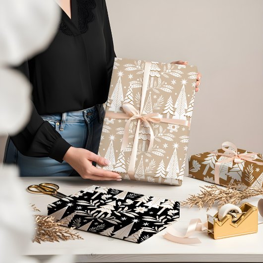 Elegante luxe vakantie Evergreen Forest & Floral Inpakpapier Vel