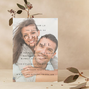 Elegante luxe Vellum 4 foto zwart wit bruiloft Kaart