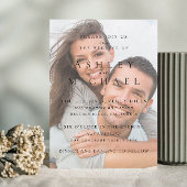 Elegante Luxe Vellum Foto Zwart & Wit Bruiloft Kaart