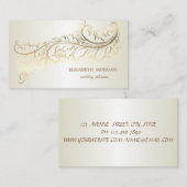 Elegante Luxe Vintage Gouden Veer Visitekaartje (Voorkant / Achterkant)