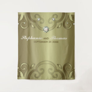 Elegante Luxe Vintage Victoriaanse Gouden Huwelijk Wandkleed
