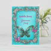 elegante luxe Vlinders turquoise paarse classy Kaart (Staand voorkant)