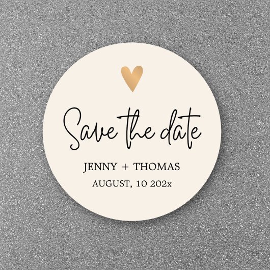 Elegante luxe witgouden hart Save the date Ronde Sticker